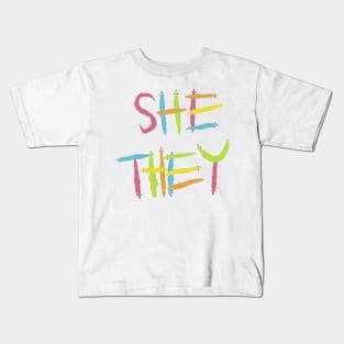 She they worm on a string pronouns Kids T-Shirt